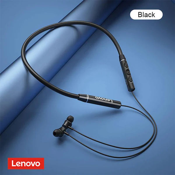 Lenovo QE03 Wireless Neckband Bluetooth Headphones – 10mm Stereo Drivers | Built-in Mic | Magnetic Earbuds | Long Battery Life