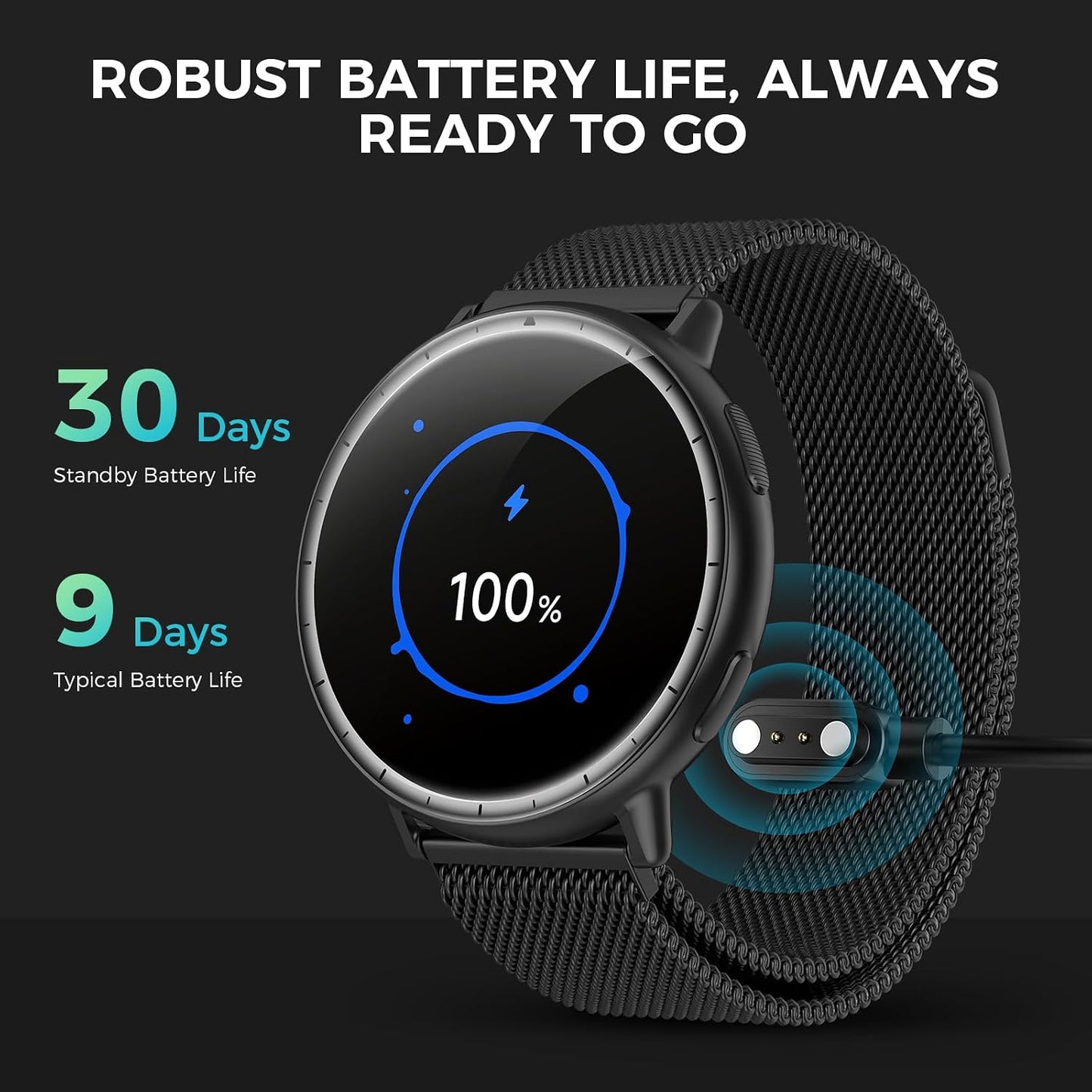 EGQINR GPS Smart Watch – 1.32" AMOLED, Bluetooth Calling, 5ATM, 110+ Sports Modes