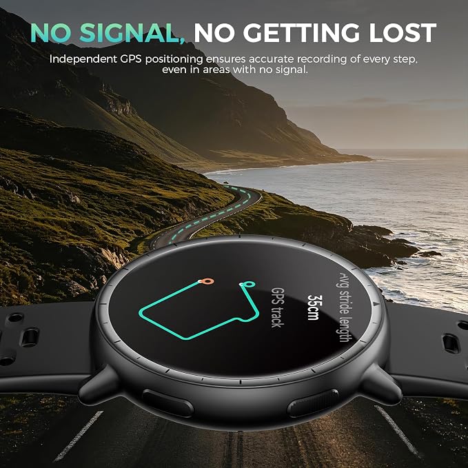 EGQINR GPS Smart Watch – 1.32" AMOLED, Bluetooth Calling, 5ATM, 110+ Sports Modes
