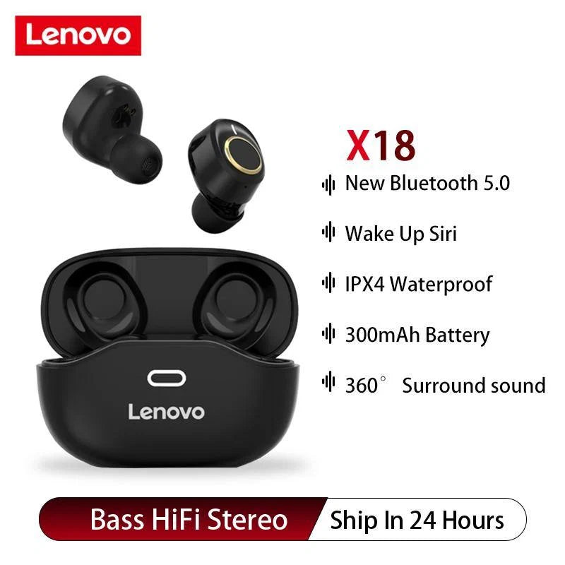 Lenovo X18 Bluetooth Earbuds – Wireless TWS with Built-in Mic